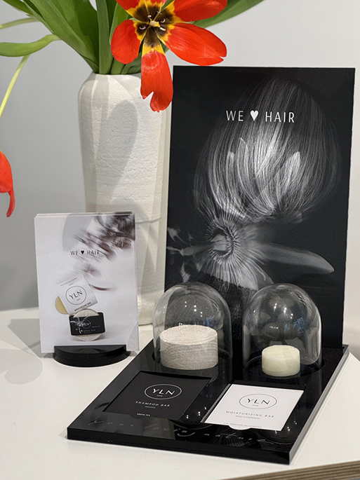 Verkaufsaufsteller für YLN Shampoo Bar und Moisturizing Bar zum Testen