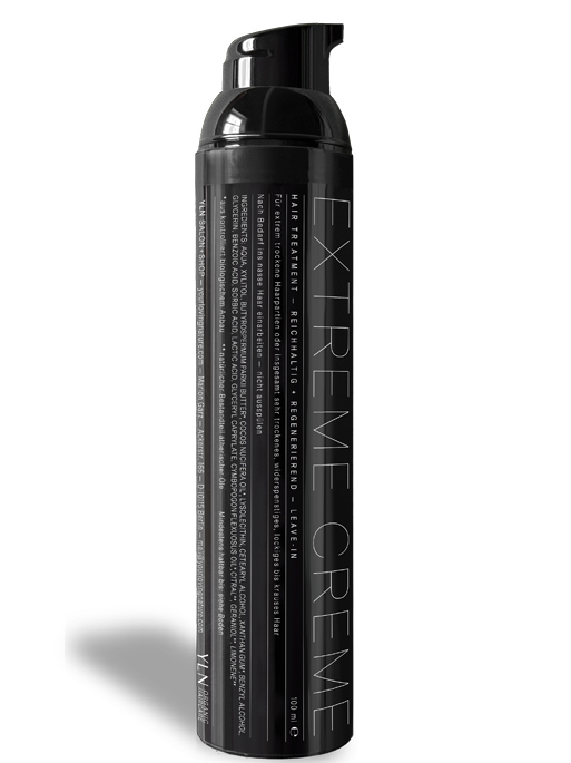 Airless Dispenser mit unserer EXTREMEN CREME, einer reichhaltigen Haarpflege für kräftiges, trockenes Haar